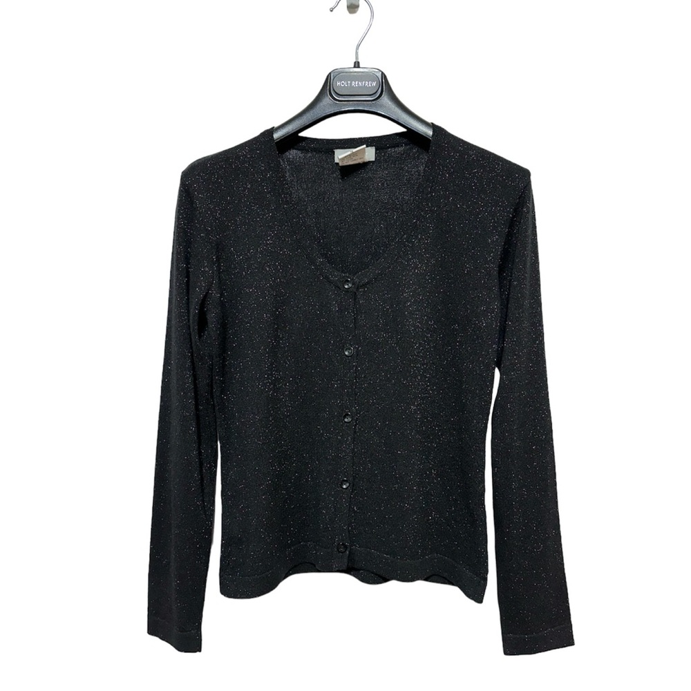 NWOT Steilmann Black Silver Scoop Neck Cardigan Sweater Sz Medium